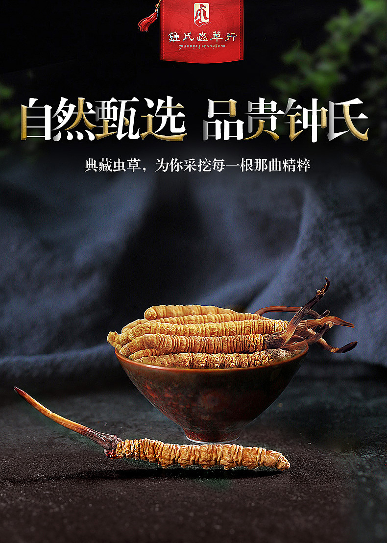 年货节钟氏虫草西藏那曲冬虫夏草头期干草10g干货礼盒装4根每克40根