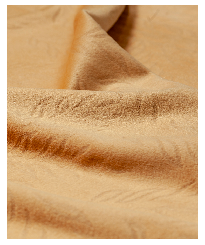 煊缎羊毛绒布柔软不扎经典驼色提花羊绒旗袍裙中式外套面料秋冬服装