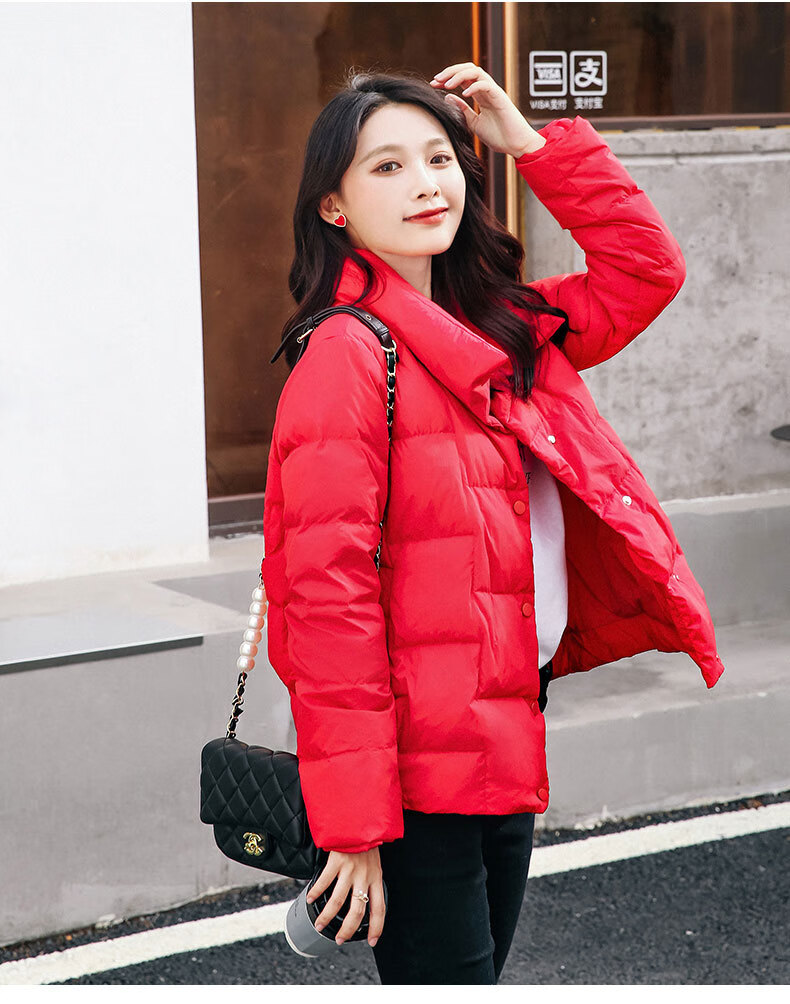 服女2021冬季新款白鸭绒服短款服女式女装韩版白色s