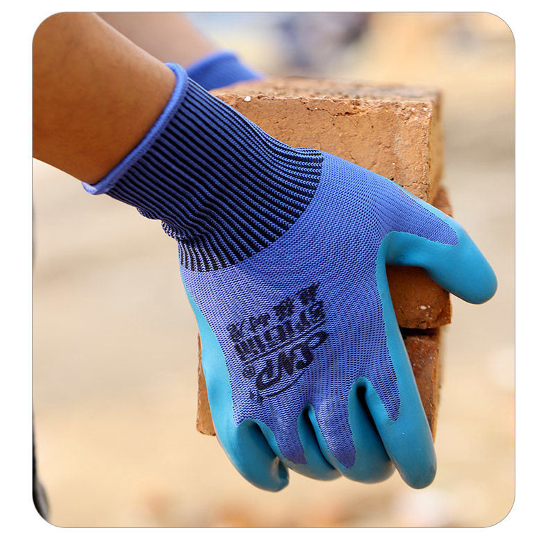 防油橡胶防护劳动女建筑工地手套 耐磨款平挂压纹 1双装【图片 价格