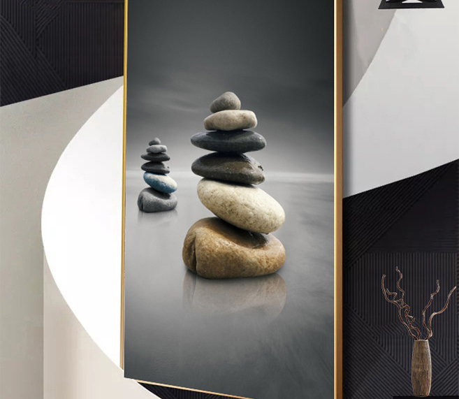 石来运转壁画石来运转玄关装饰画走廊过道竖版现代简约轻奢客厅进门挂