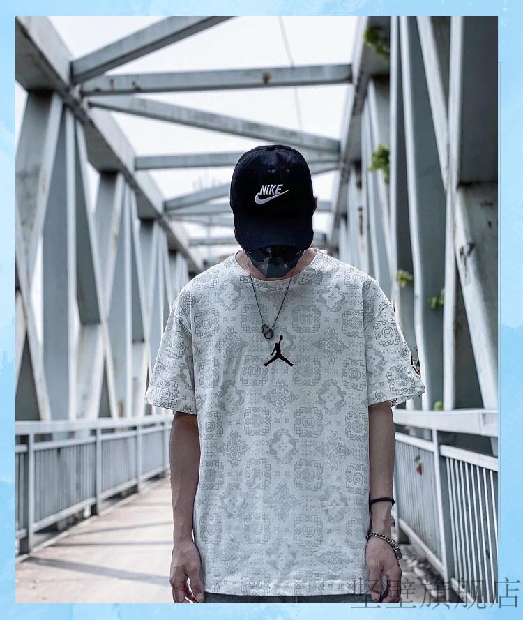 clot 丝绸联名飞人短袖男女夏季薄款宽松百搭ins潮牌潮流半袖t恤 黑色