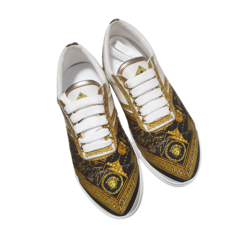 versace范思哲女士黑金巴洛克休闲鞋ca国内现货拼色