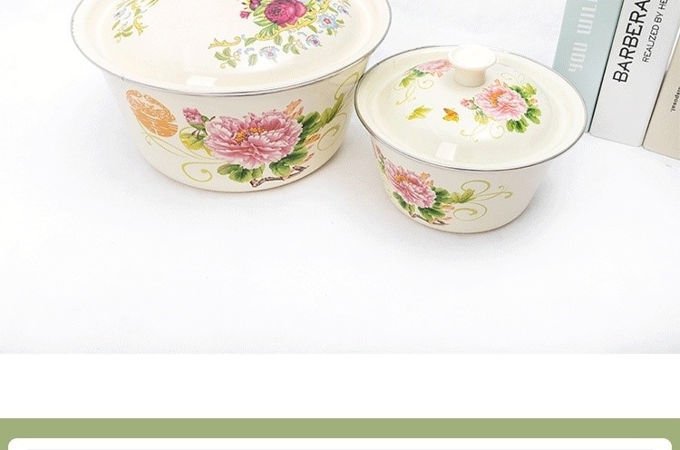 塘瓷小盖盆老式搪瓷碗带盖家用怀旧复古加厚猪油盘厨房老底子汤碗lc18