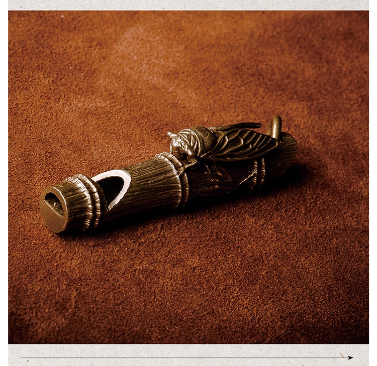 吾虫铜金蝉竹哨口哨挂件汽车钥匙扣吊坠包包配件个性昆虫礼品单个挂件