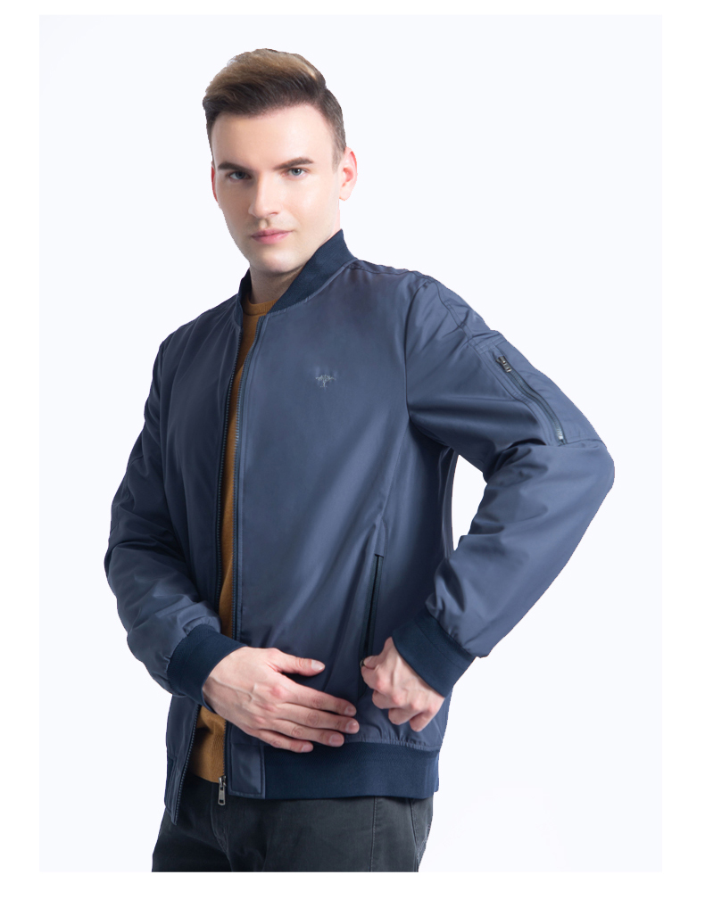 fynchhatton德国树男士夹克飞行衫棒球领外套商务休闲灰蓝xxl190104a