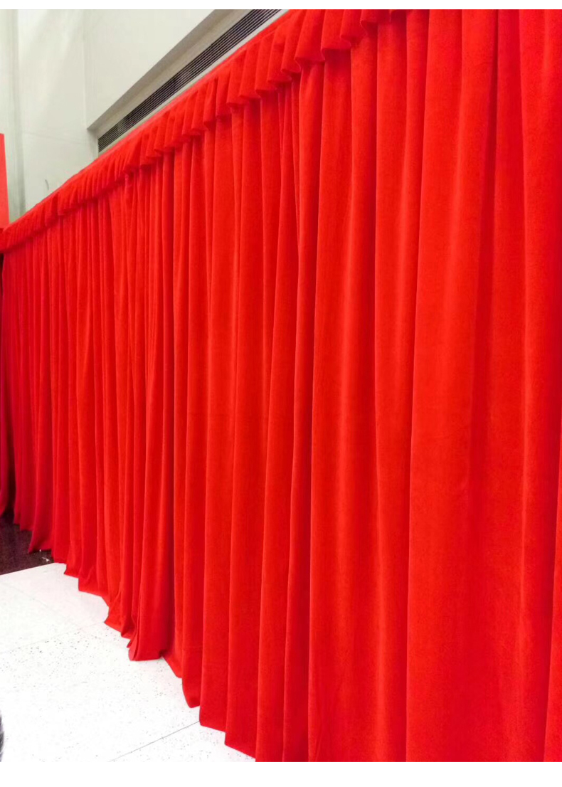 红色绒布背景中式大红婚庆布幔舞台背景幕布定制大红色喜庆幕布穿布筒