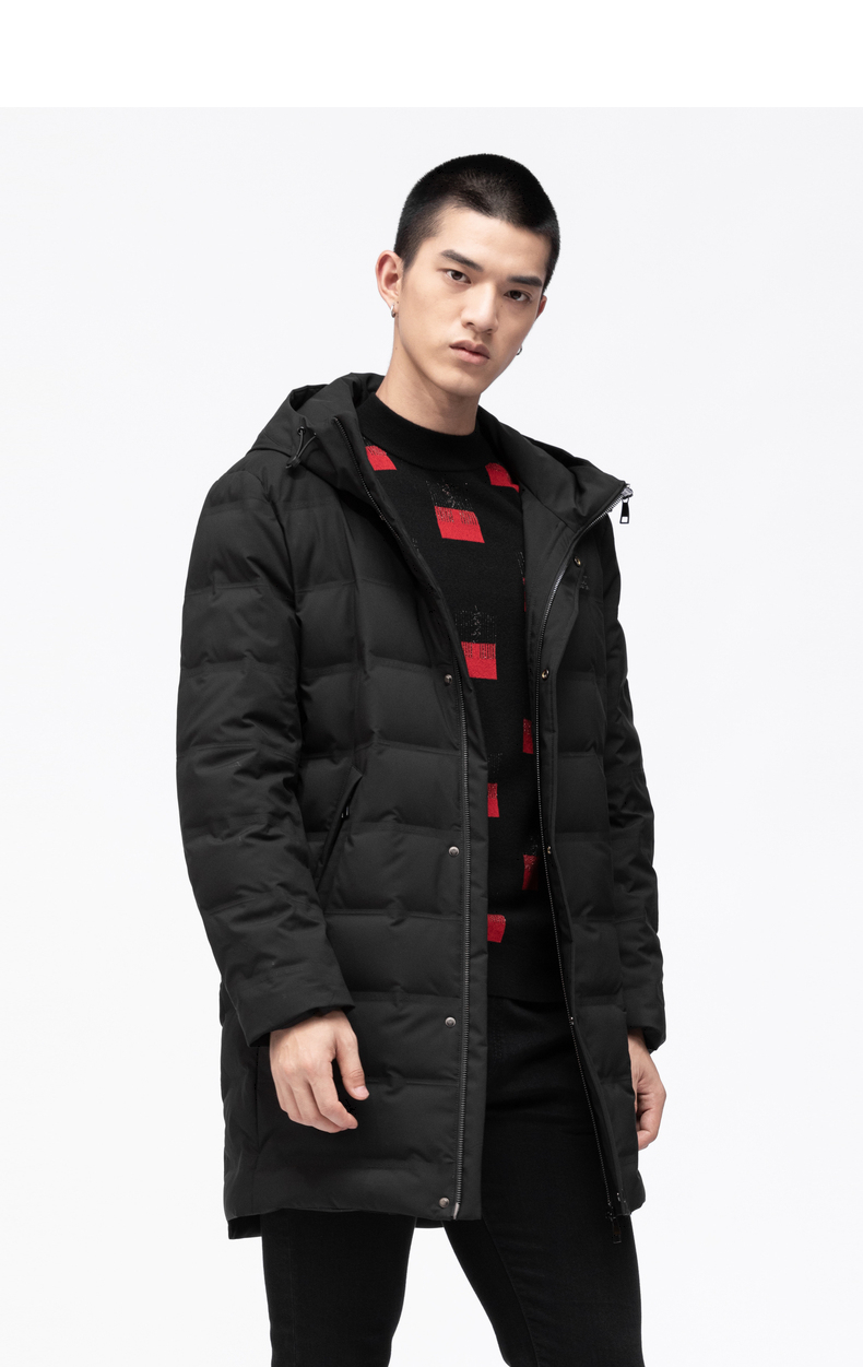 【反季特价】利郎男装轻薄羽绒服男中长款连帽冬季时尚保暖羽绒服外套