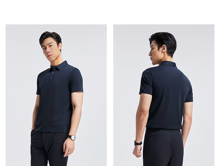 YOUNGOR POLO Men's, Summer Young Men's Business Casual Short-Sleeve High-End Polo Shirt, Gray, S 12