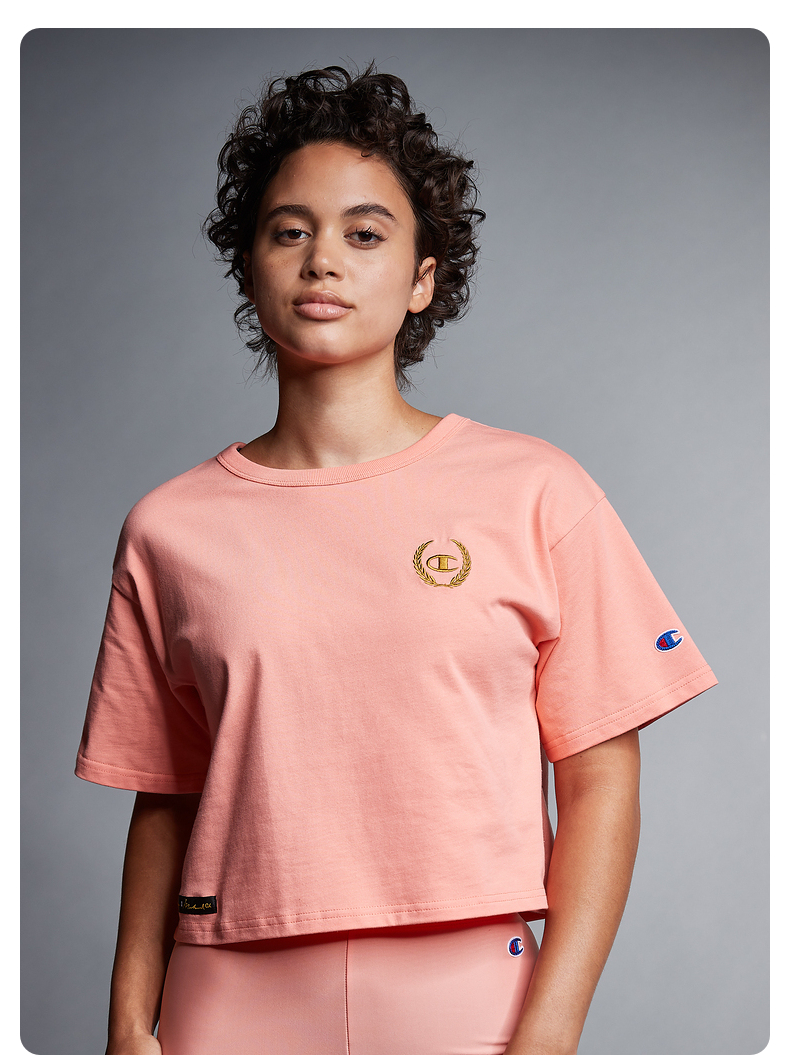【阿里联名系列】champion全棉短款刺绣logo圆领休闲运动t恤冠军短袖