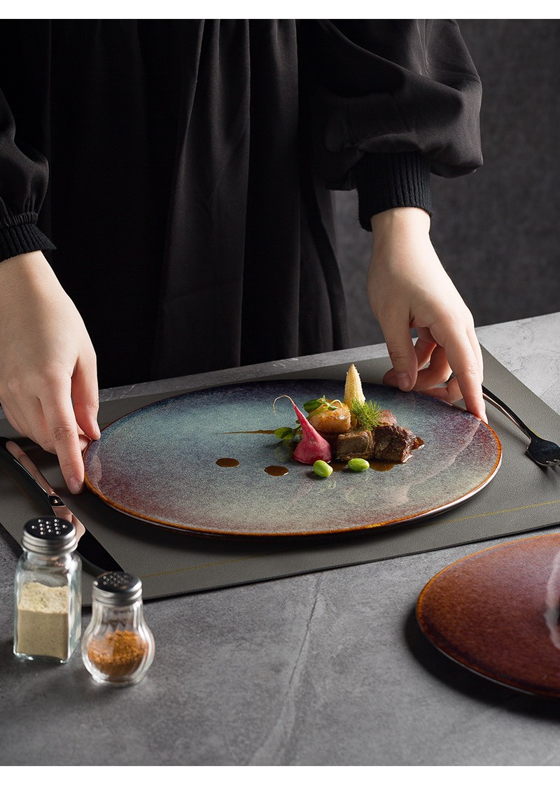 青木尚瓷创意西餐平盘高级感家用牛排盘子摆盘陶瓷餐具餐厅仪式感烤肉