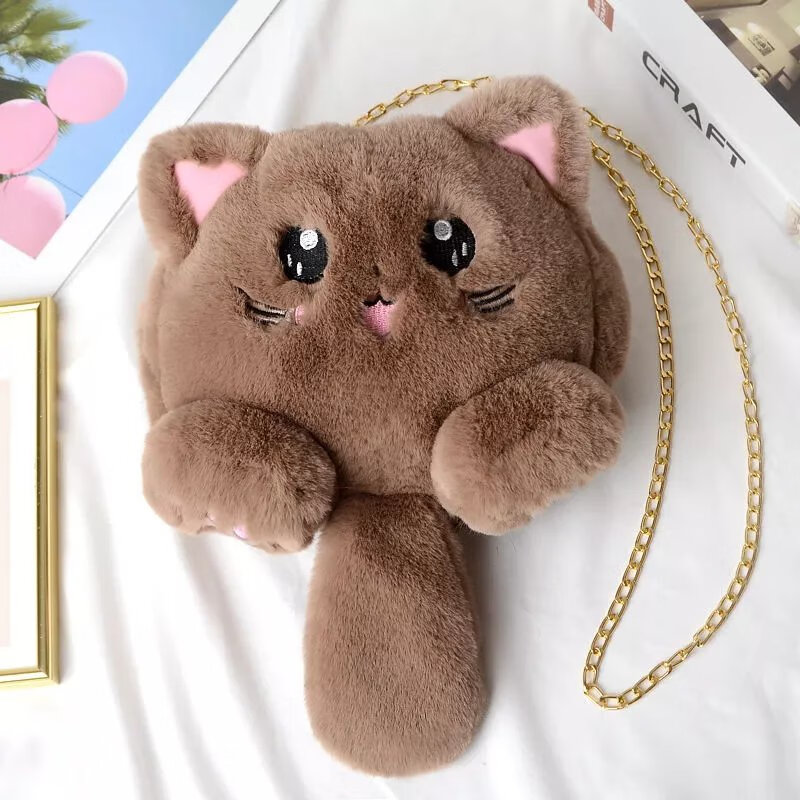 caruikater ck风包包蒙娜丽莎大东新款秋冬仿兔毛小猫包包毛绒猫咪包