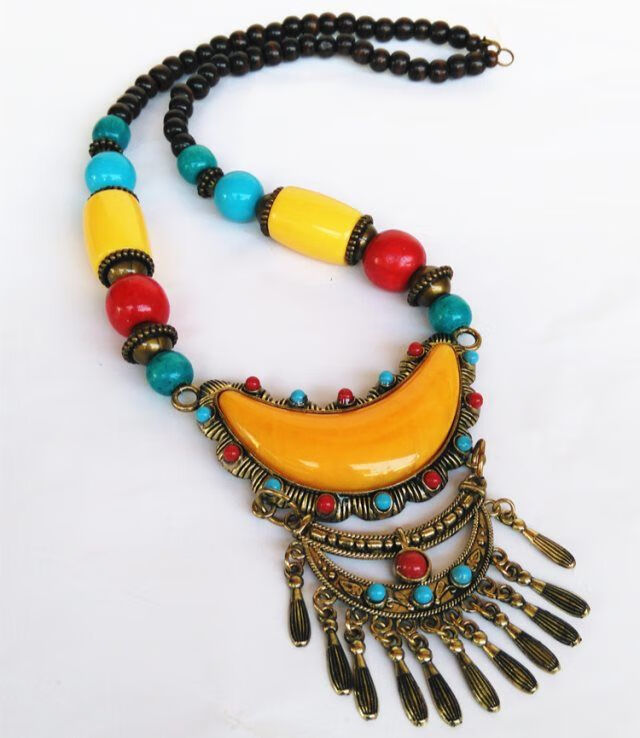 zhangu民族复古民族风项链藏族藏链头饰舞蹈表演道具女