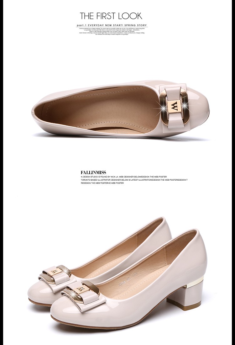 卡帝乐鳄鱼品牌女鞋2021春秋季新款真皮女鞋浅口圆头中跟粗跟工作女单