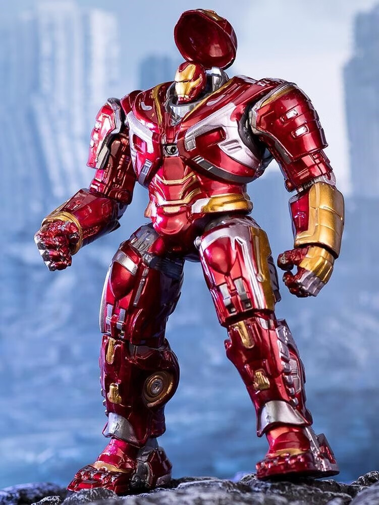 古麦仕复仇者联盟4 反浩克装甲钢铁蜘蛛侠mk44可动发光手办模型摆儿童