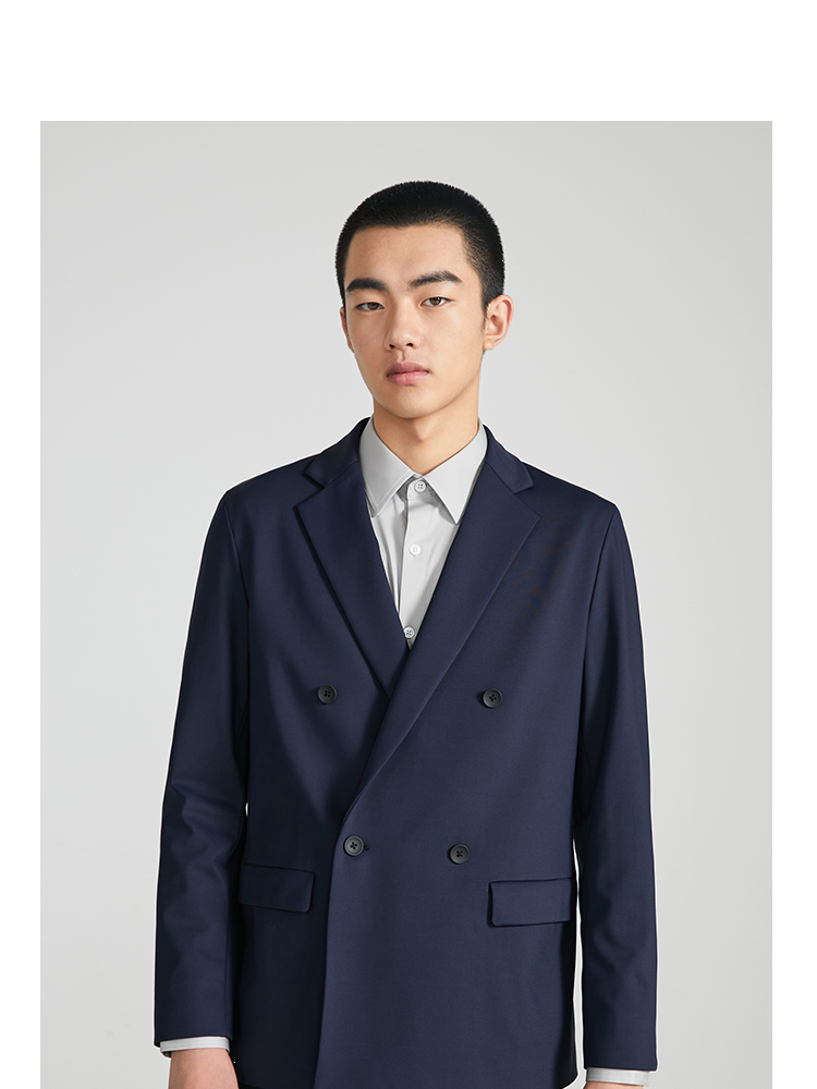 selected思莱德纯色双排扣商务西装外套男sig421472002草绿色190108a