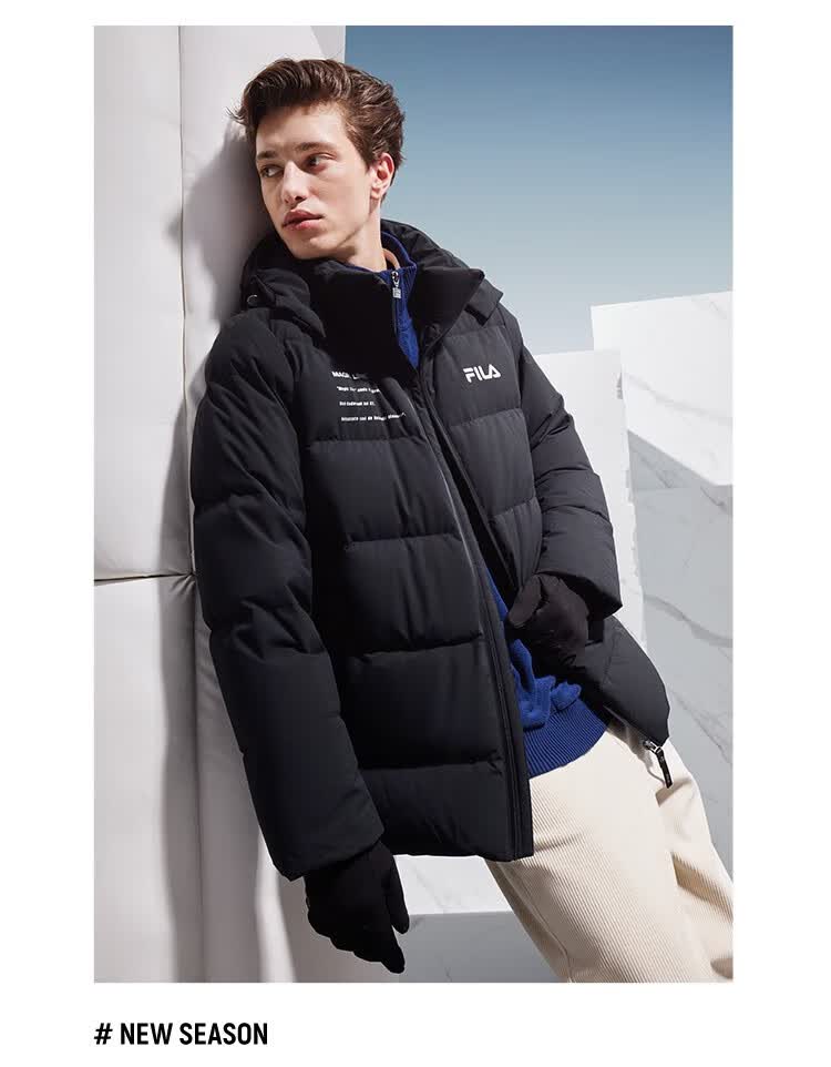 斐乐(fila) fila羽绒服男装冬季保暖连帽运动休闲长袖加厚外套开衫