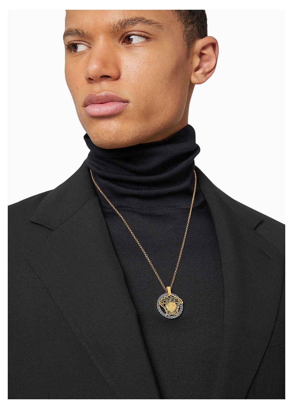 versace 范思哲 男士金属美杜莎头像项链 1000869 1a00620 4j080 金色