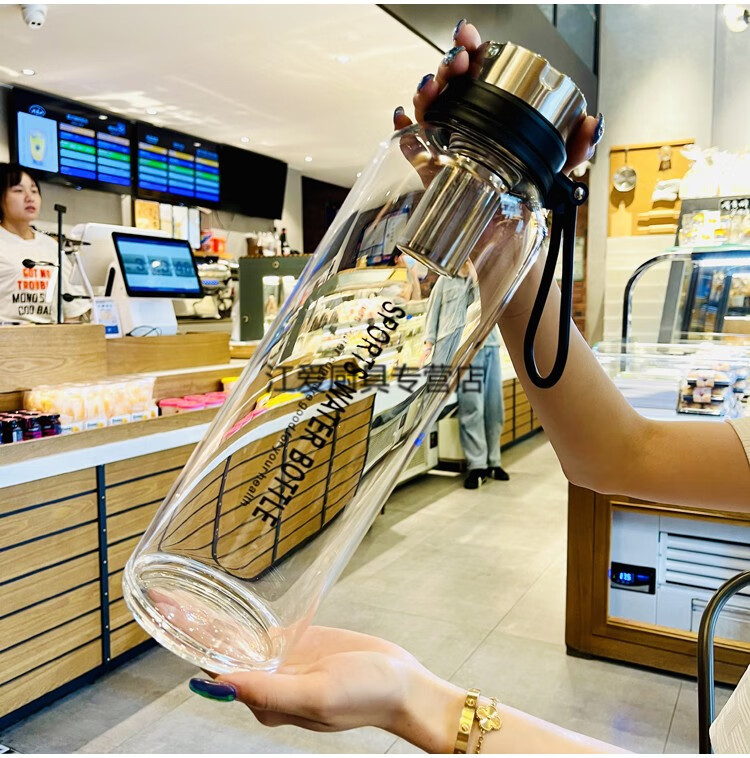 特百惠同款感玻璃杯男士夏季超大容量2000ml水杯茶水分离泡茶杯子家用