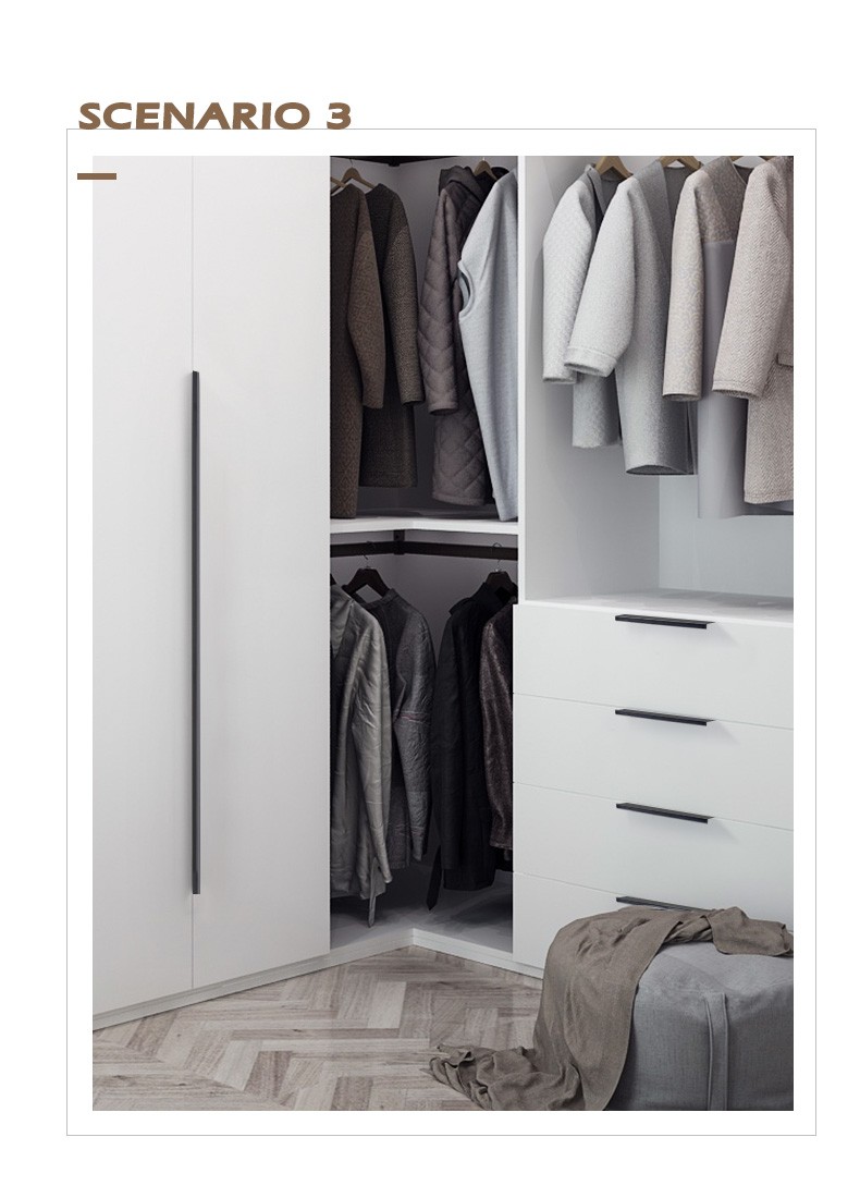 卡贝衣柜拉手隐形拉手柜门五金橱柜抽屉现代简约铝合金加长黑色衣柜