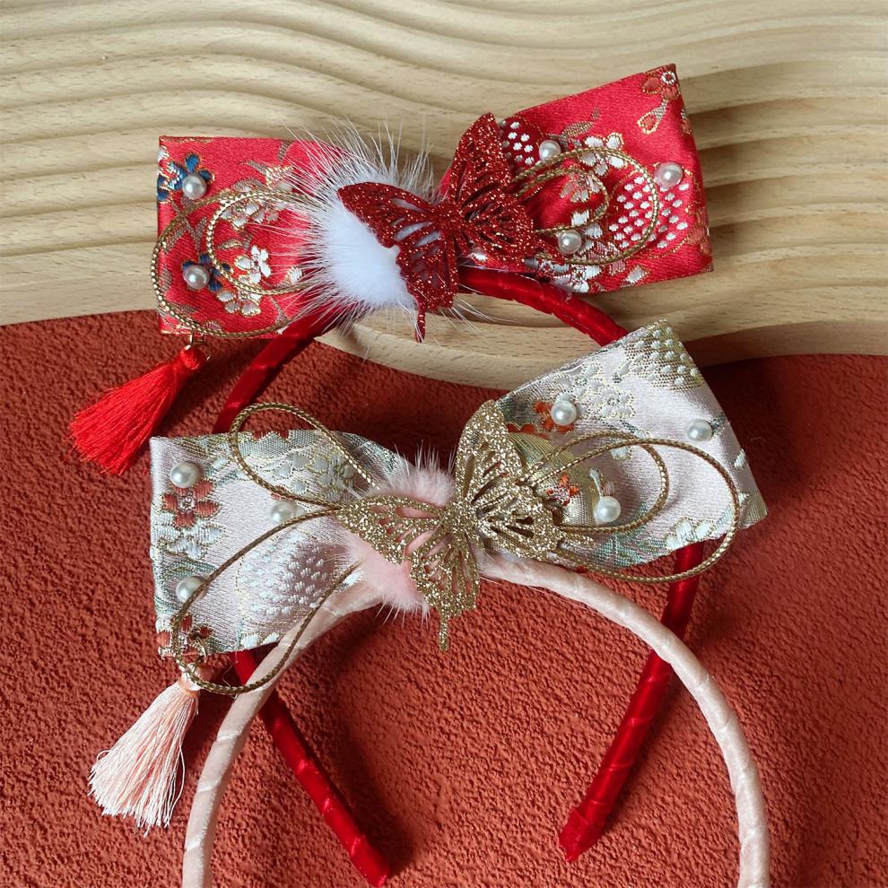 美芙仁清朝格格古风中国风发箍女宝喜庆拜年发饰国潮京剧发卡汉服流苏