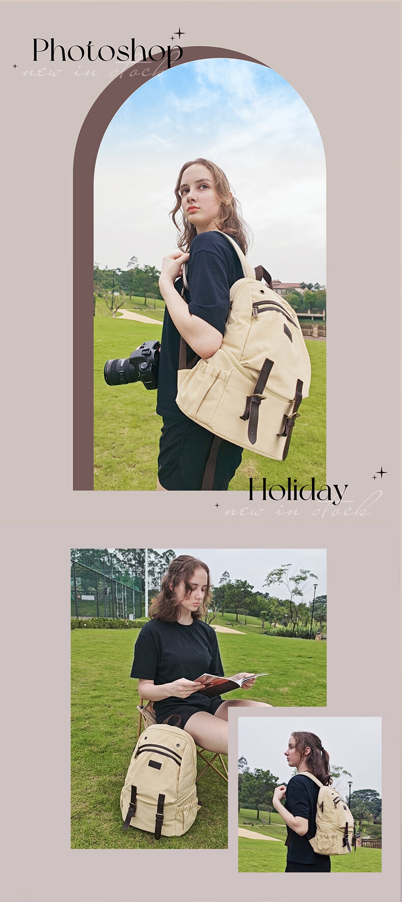 Pulewei Vintage-Style Camera Backpack, Fashionable Handheld Camera Bag for DSLR And Mirrorless Cameras, Suitable for Fuji, Sony, Canon, And Konica Minolta 9