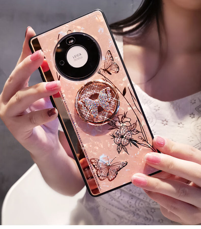 华为mate40pro手机壳镶钻mate30创意nova7/8女款p40带指环保护套 p40