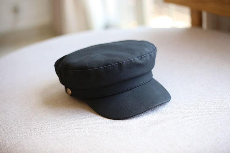 peavey磨砂皮军帽秋冬女百搭款白色平顶帽子海军帽粉色麂皮绒鸭舌帽