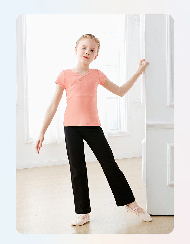 艾舞戈儿童舞蹈服练功服套装女童夏季短袖中国舞服装女孩形体上衣芭蕾