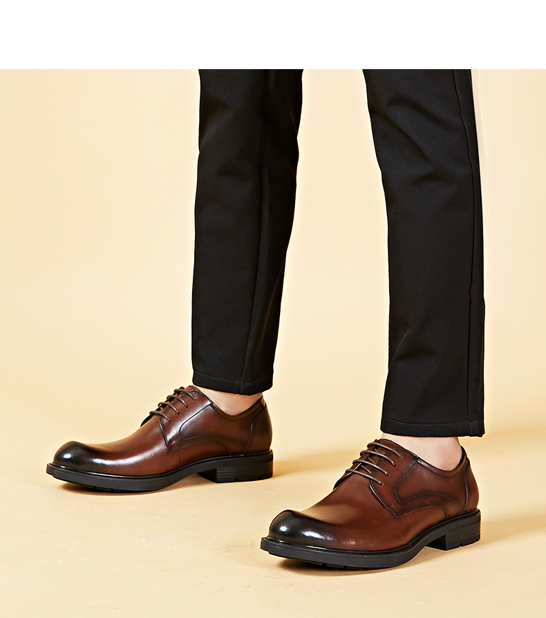 sheridan喜来登男鞋2021秋季新款商务正装皮鞋真皮德比鞋子婚鞋黑色41