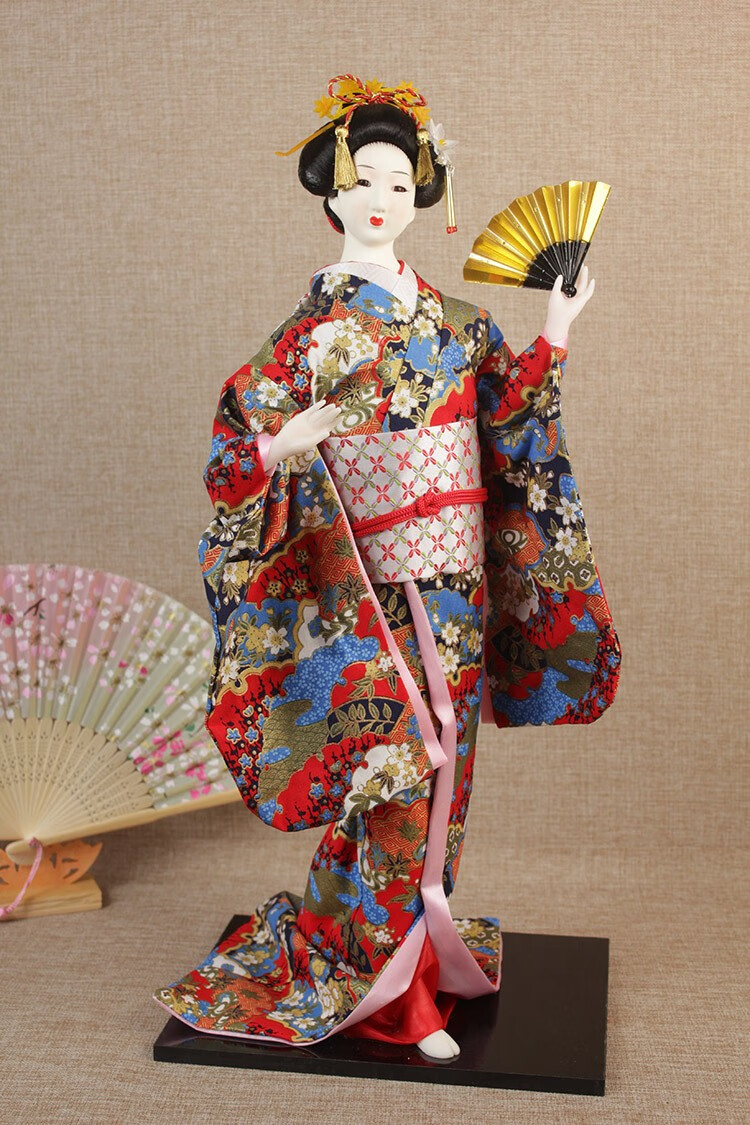日本艺妓人偶玩偶公仔22寸人形绢人和服娃娃日式工艺品摆件料理店装饰