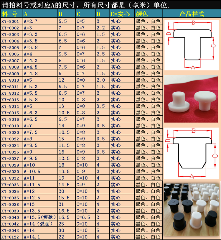 橡胶堵防水洞盖塞头盖密封塞电缆堵孔2528303235384042mm白色堵20mm内