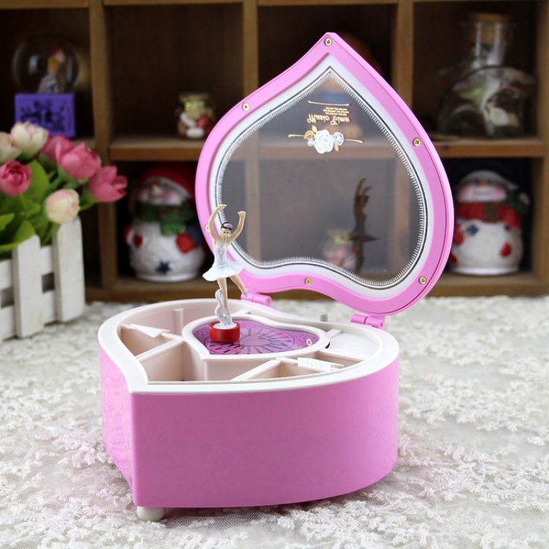 甜美可爱公主粉色翻盖音乐盒女神八音盒旋转跳舞送女朋友小女孩生日