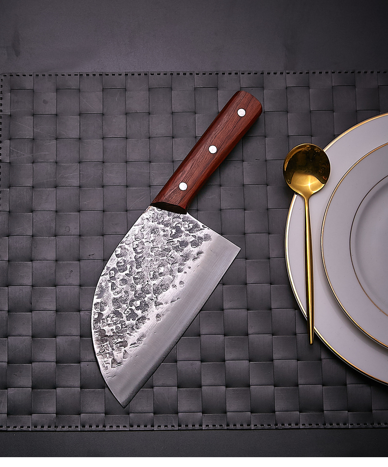 楚家刀菜刀家用切片刀厨师专用手工锻打菜刀超快超锋利圆头中式切肉刀