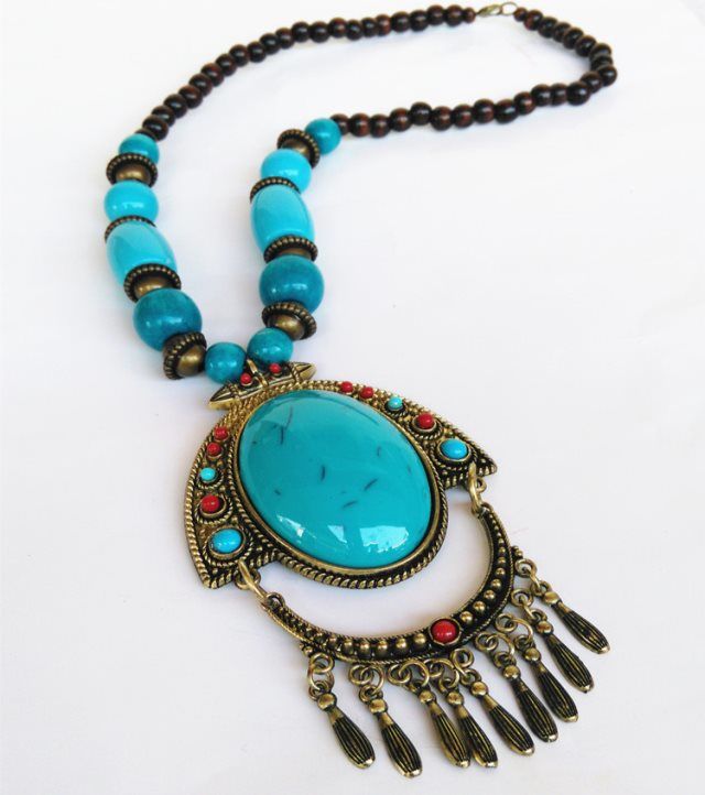 zhangu 民族复古民族风项链藏族藏链头饰舞蹈表演道具女配饰毛衣链 乳