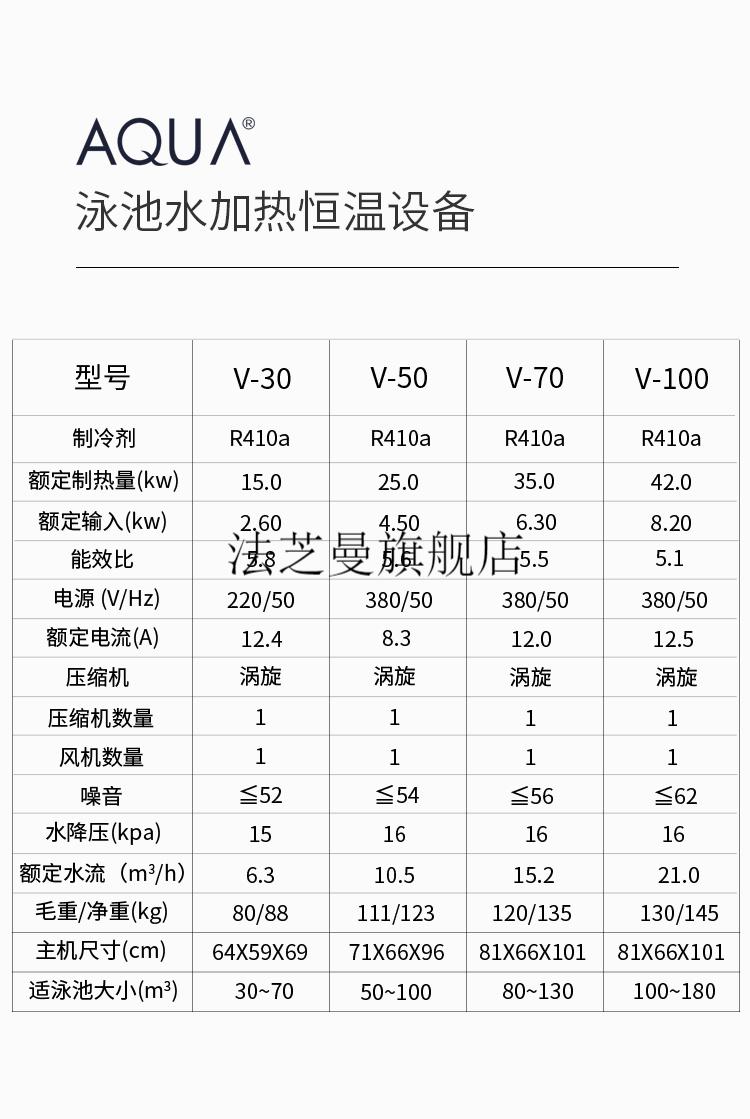 泳池恒温加热器加热设备浴池游泳池热泵温泉水池恒温器aqua爱克 v-30