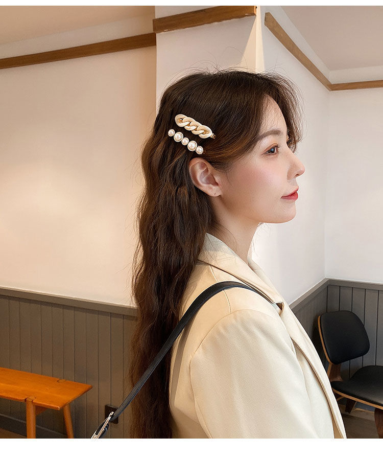 韩版发夹女网红少女头饰后脑勺边夹一字夹简约学生发卡珍珠发饰品