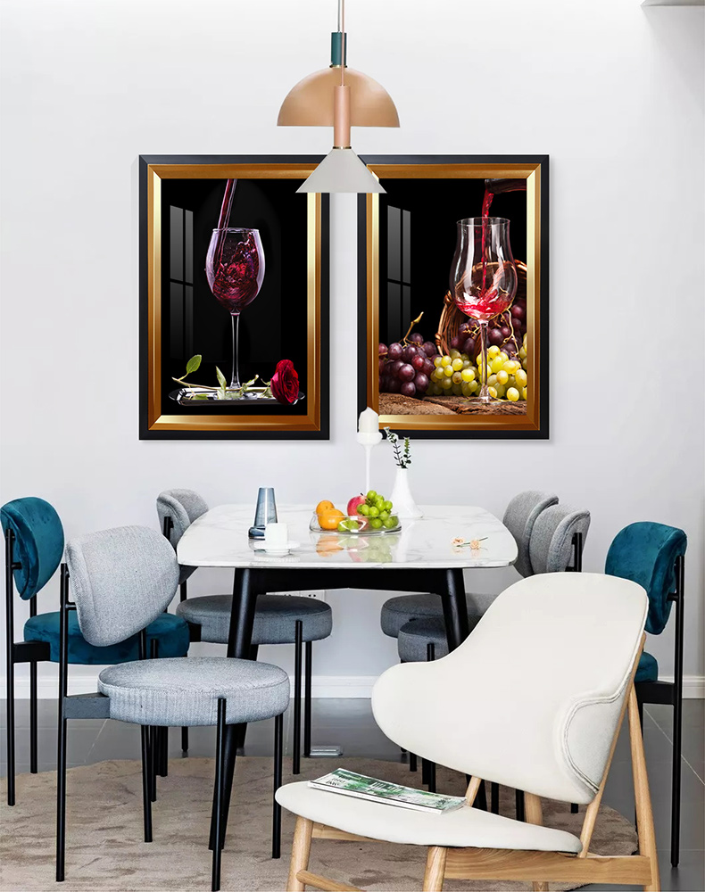 简欧现代红酒水果餐厅装饰画轻奢大气西餐厅样板房饭厅红酒柜挂画