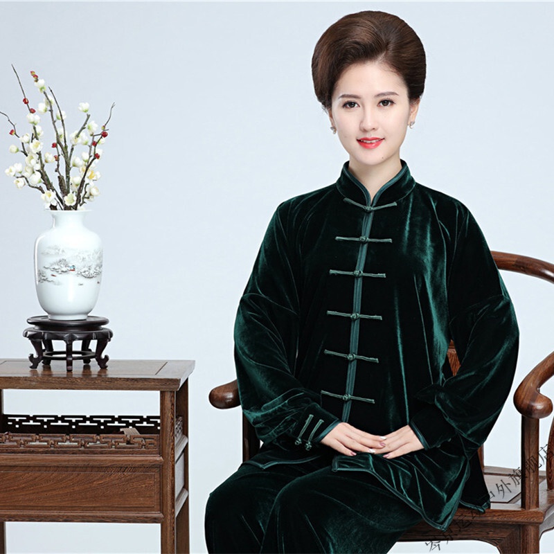 支持国货李宁中老年冬天太极服金丝绒太极服秋冬加厚新款丝绒太极拳