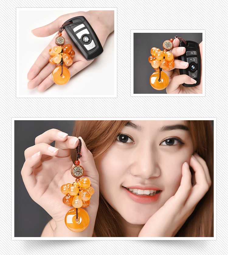 编号:10046665011072商品名称:汽车钥匙扣女男高档玉石饰品创意保平安