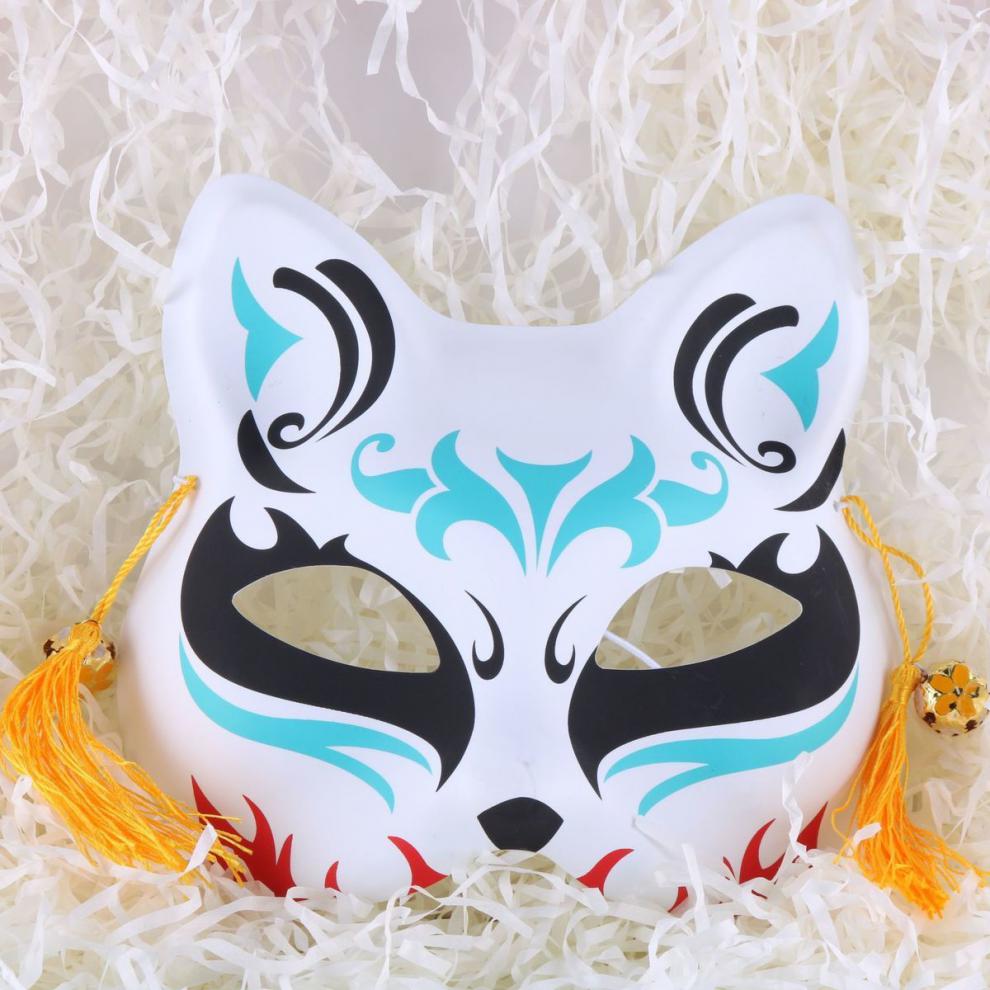 现货直发狸半脸网红古风猫脸面具彩绘二次元动漫男女万圣节舞会抖音