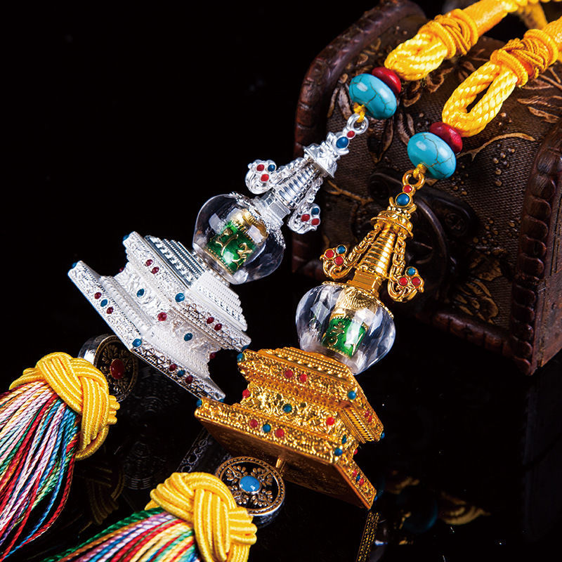 吊饰汽车挂件车载挂件饰品汽车装饰用品六字真言祈福转经轮金属挂件