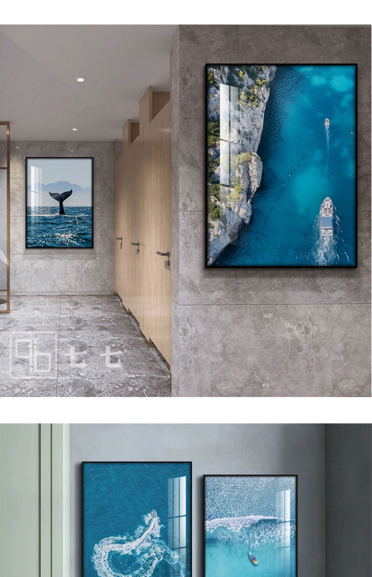 高质量卫生间装饰画免打孔防水免钉酒店浴室轻奢挂画洗手间厕所墙面