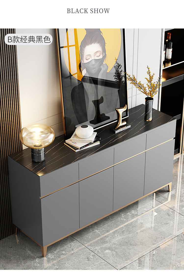 雅美歌美式后现代轻奢玄关柜岩板餐边柜家用客厅门厅柜鞋柜创意储物边