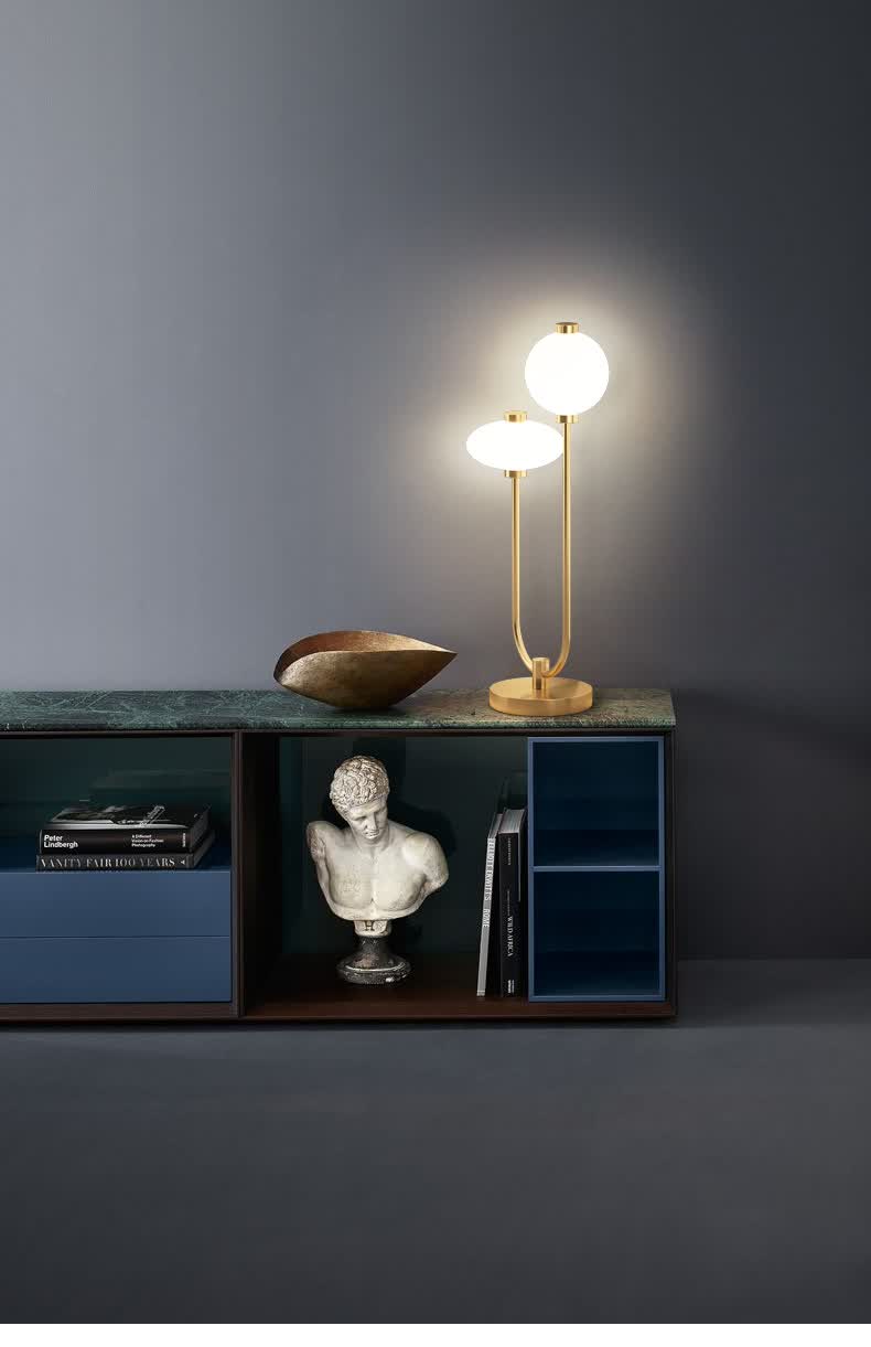 塔林北欧全铜床头台灯家用卧室灯创意时尚玻璃轻奢温馨灯具别墅复式楼