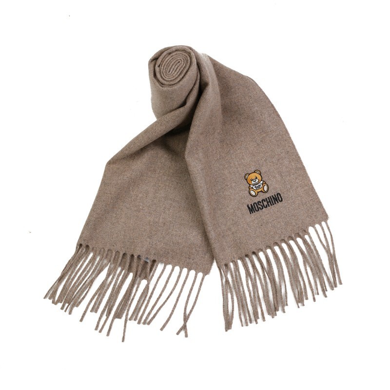 moschino莫斯奇诺围巾奢侈品男女同款小熊刺绣羊毛保暖时尚围巾围脖送