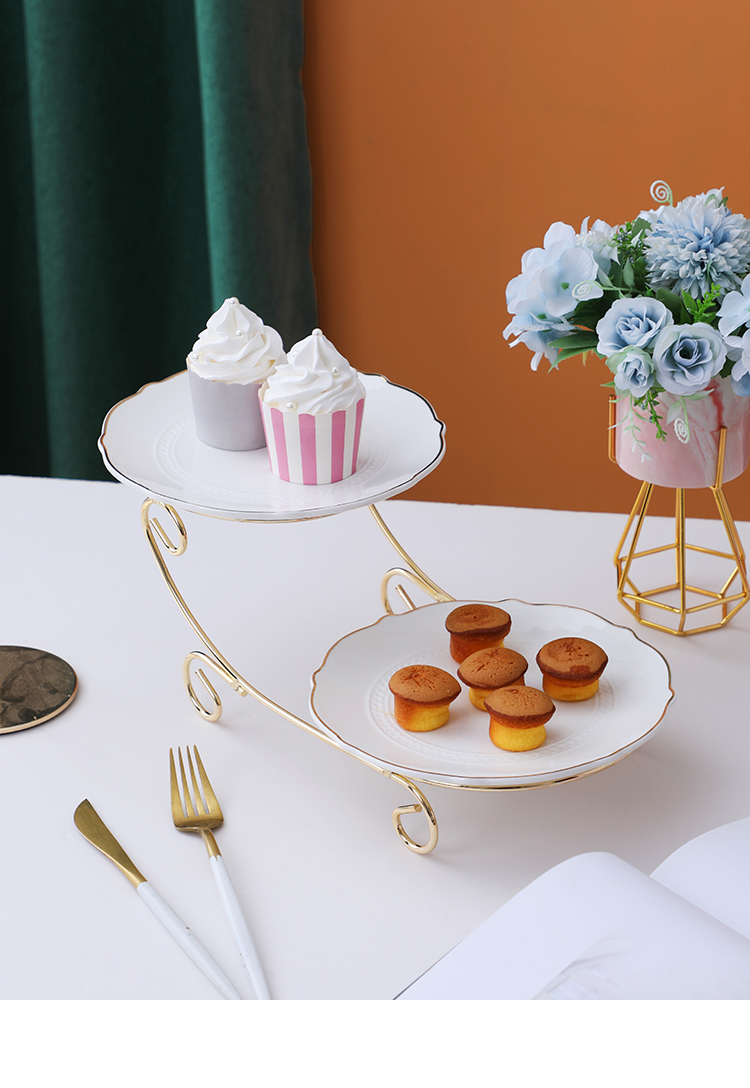 茶点盘简约轻奢北欧多层水果盘创意客厅茶几摆件家用茶点盘零食点心盘