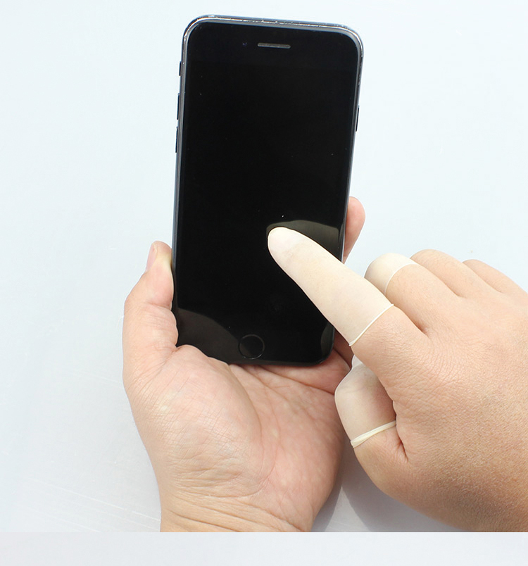 切口手指套透明一次性超薄防静电乳胶防滑耐磨工业无粉尘点钞指套切口