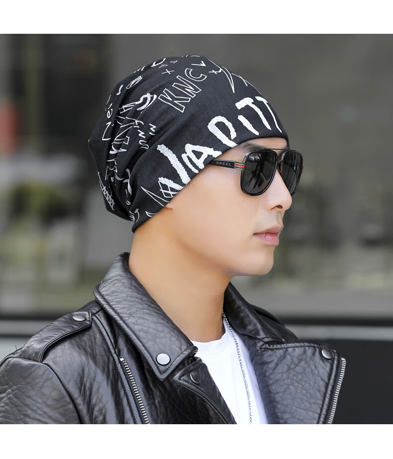 包头巾帽子男士大号男秋冬薄款套头帽韩版包头帽头巾堆堆头套休闲睡帽