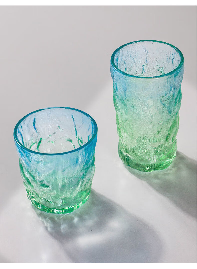 网红冰川纹玻璃杯高颜值水杯大号果汁杯子简约啤酒杯 【冰川纹//大号